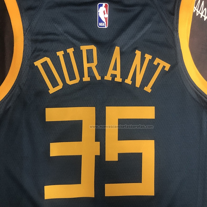 Camiseta Golden State Warriors Kevin Durant NO 35 Ciudad 2018-19 Azul